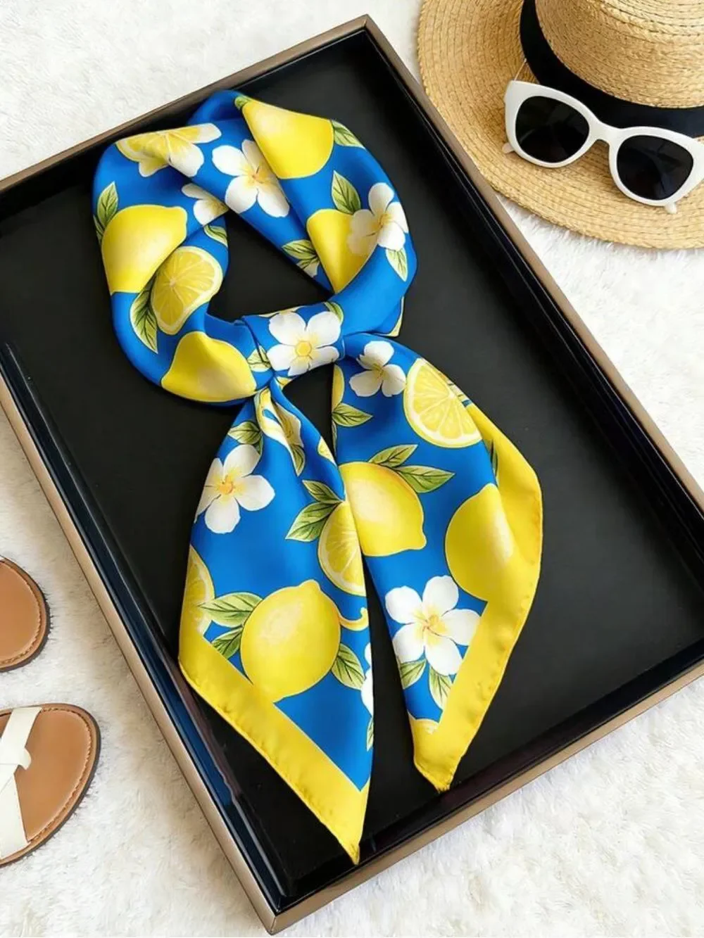 Lemon Print Head Scarf S171